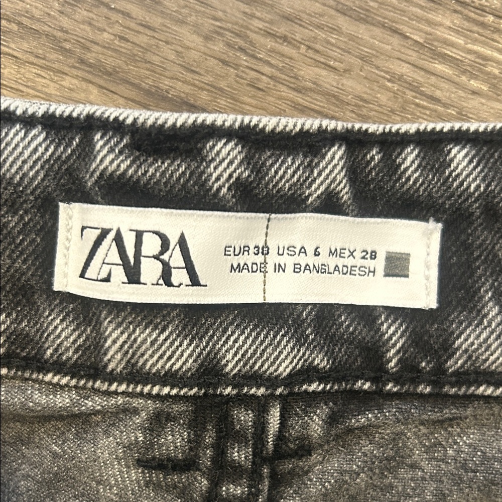 Zara Stonewashed Wide Leg Jeans Gray Acid Wash US Size 6 - Picture 3 of 8